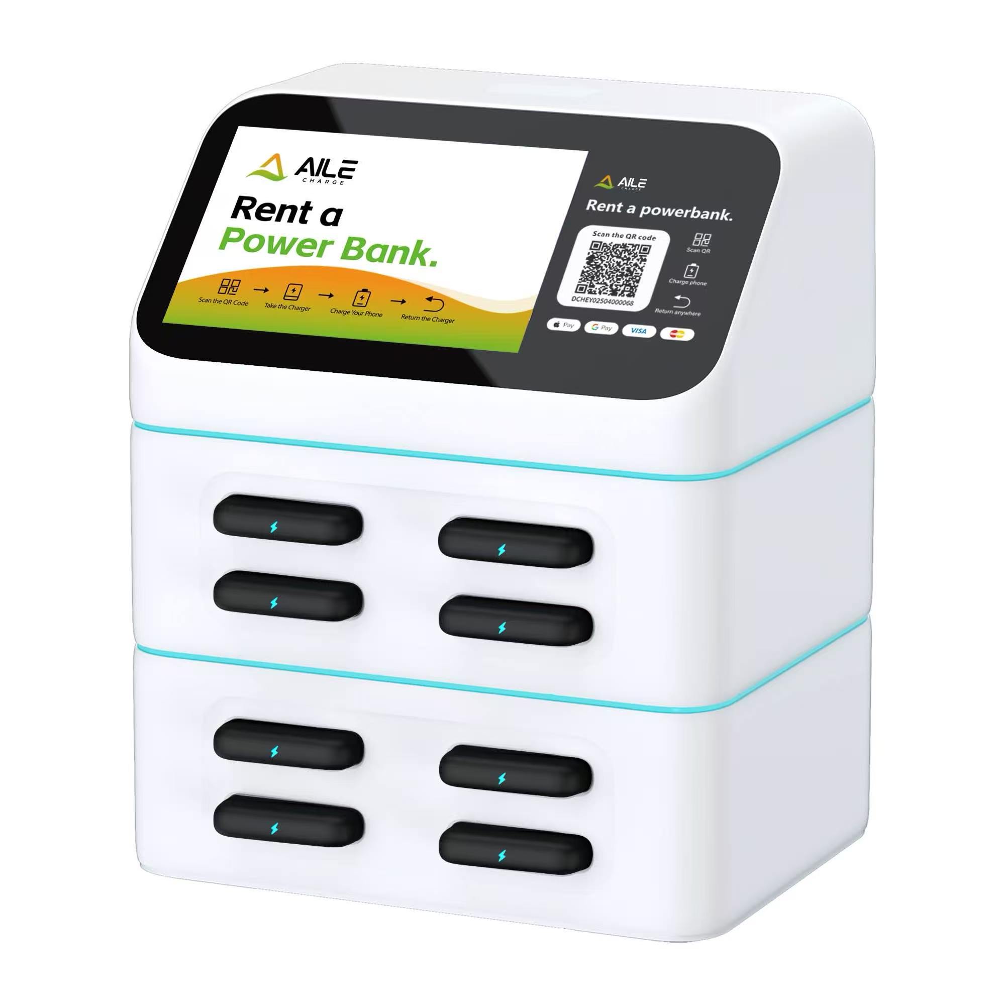AILE Charge smart power bank rental station with eight slots